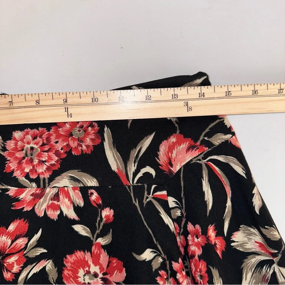 Jones New York Signature Skirt Womens 6 Black Floral A-Line Wool Blend Lined EUC